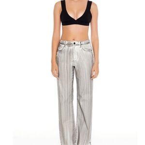 Forever 21 White& Grey brushed Wide Leg Pants